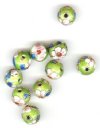 10 10mm Lime Cloisonné Round Beads